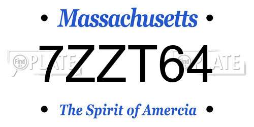 7ZZT64 Massachusetts License Plate