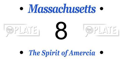 8 Massachusetts License Plate