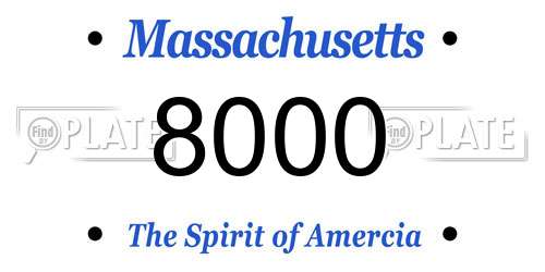 8000 Massachusetts License Plate