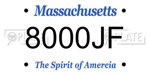 8000JF Massachusetts License Plate