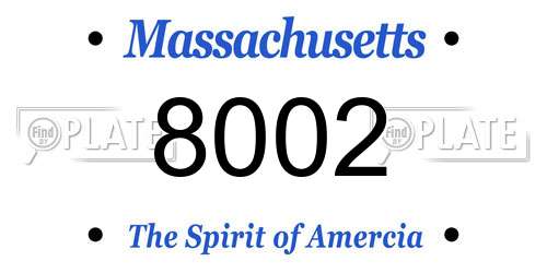 8002 Massachusetts License Plate