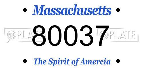80037 Massachusetts License Plate