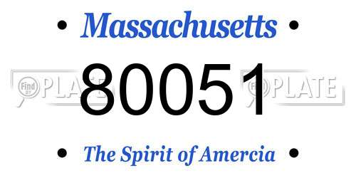 80051 Massachusetts License Plate
