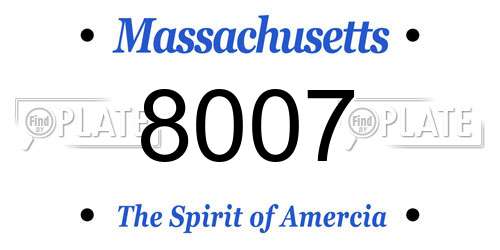 8007 Massachusetts License Plate