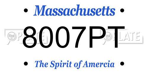 8007PT Massachusetts License Plate