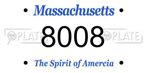 8008 Massachusetts License Plate