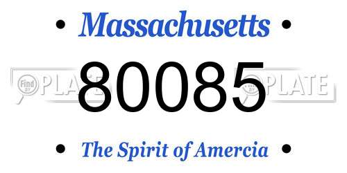 80085 Massachusetts License Plate