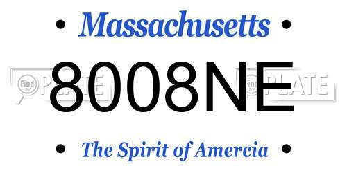 8008NE Massachusetts License Plate