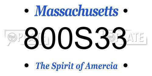 800S33 Massachusetts License Plate