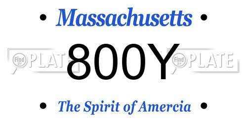 800Y Massachusetts License Plate