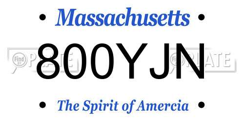 800YJN Massachusetts License Plate