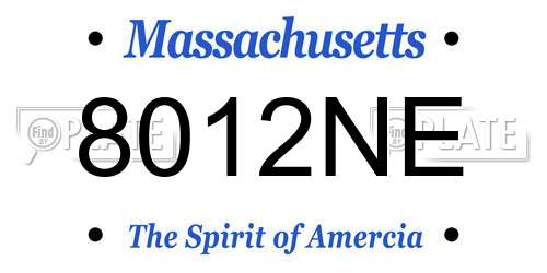 8012NE Massachusetts License Plate