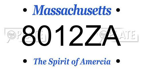 8012ZA Massachusetts License Plate