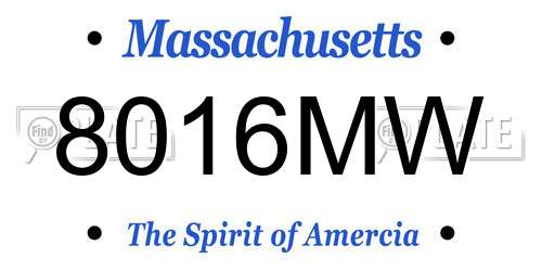 8016MW Massachusetts License Plate