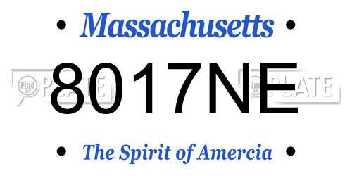8017NE Massachusetts License Plate