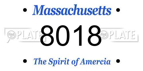 8018 Massachusetts License Plate