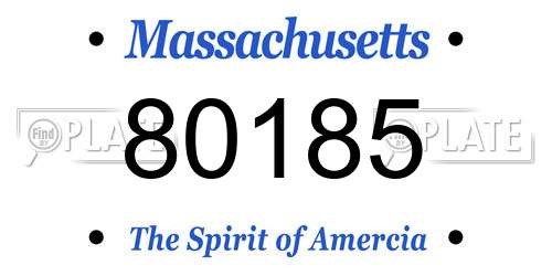 80185 Massachusetts License Plate