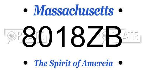 8018ZB Massachusetts License Plate