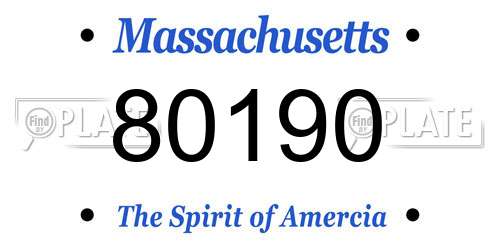 80190 Massachusetts License Plate