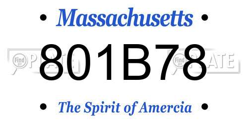 801B78 Massachusetts License Plate