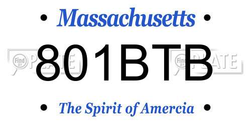 801BTB Massachusetts License Plate