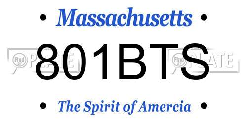 801BTS Massachusetts License Plate