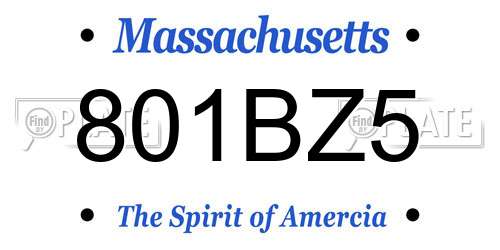 801BZ5 Massachusetts License Plate