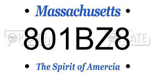 801BZ8 Massachusetts License Plate