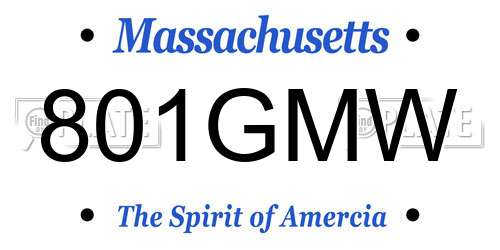801GMW Massachusetts License Plate