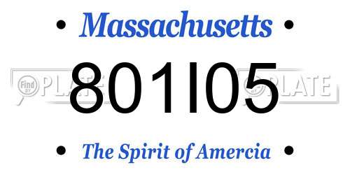 801I05 Massachusetts License Plate