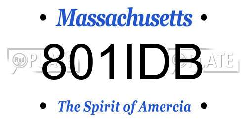 801IDB Massachusetts License Plate