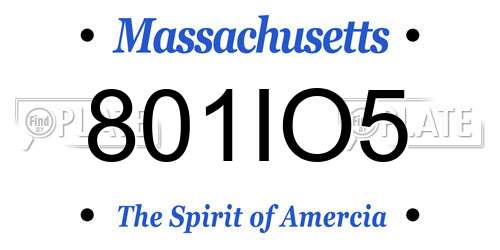 801IO5 Massachusetts License Plate