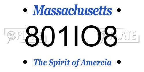 801IO8 Massachusetts License Plate