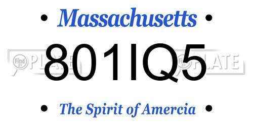 801IQ5 Massachusetts License Plate
