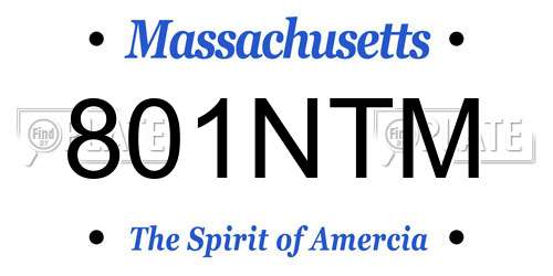 801NTM Massachusetts License Plate