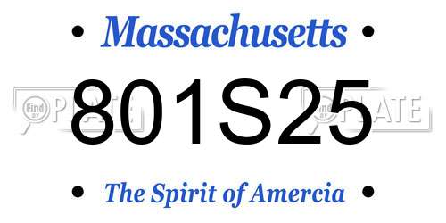 801S25 Massachusetts License Plate