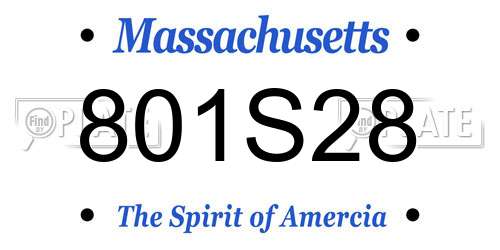 801S28 Massachusetts License Plate