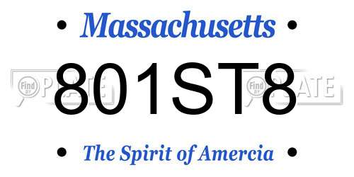 801ST8 Massachusetts License Plate