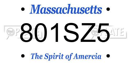 801SZ5 Massachusetts License Plate