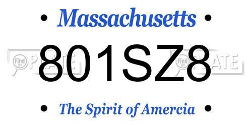 801SZ8 Massachusetts License Plate