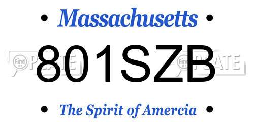 801SZB Massachusetts License Plate