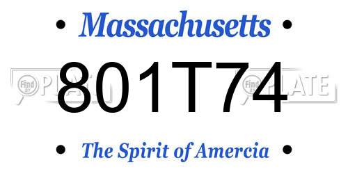 801T74 Massachusetts License Plate