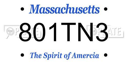 801TN3 Massachusetts License Plate