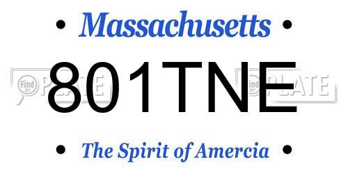 801TNE Massachusetts License Plate