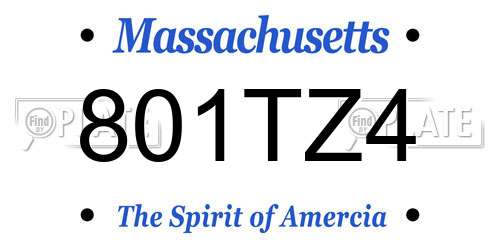 801TZ4 Massachusetts License Plate