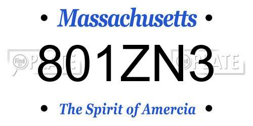 801ZN3 Massachusetts License Plate