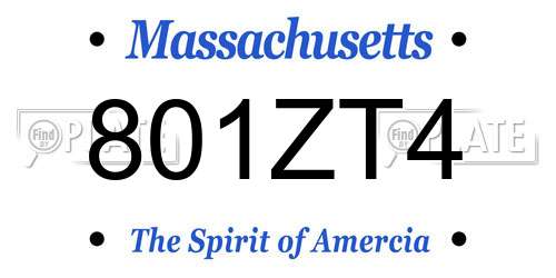 801ZT4 Massachusetts License Plate