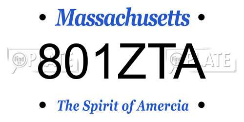 801ZTA Massachusetts License Plate