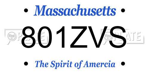 801ZVS Massachusetts License Plate