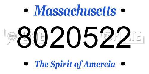 8020522 Massachusetts License Plate